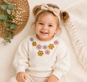 Modern Moments White w/ Flowers Sweater Size 2T